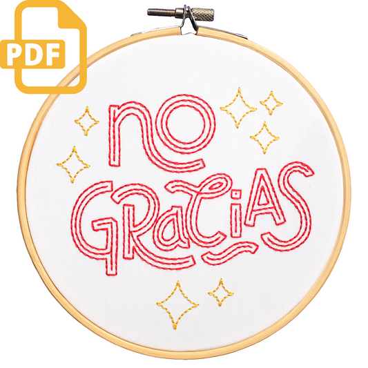 No Gracias Beginner Digital Embroidery Pattern