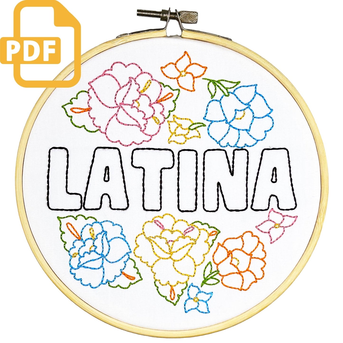 Latina with Flowers V2 Beginner Digital Embroidery Pattern