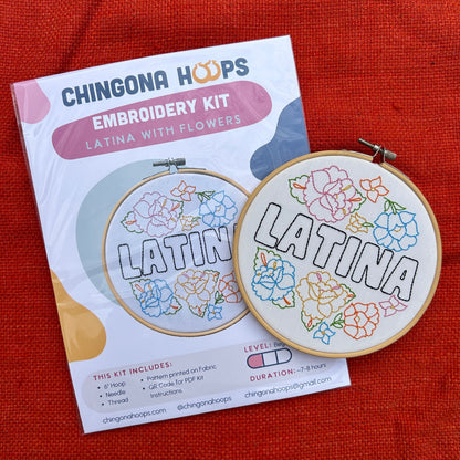 Latina With Flowers Embroidery Kit