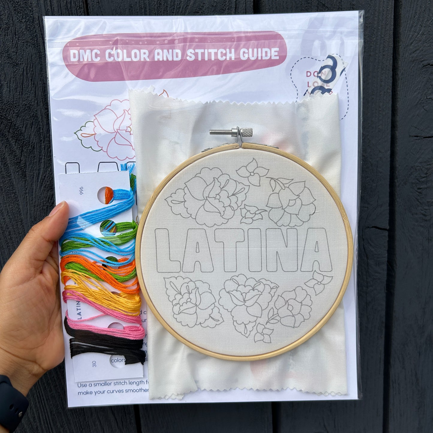 Latina With Flowers Embroidery Kit